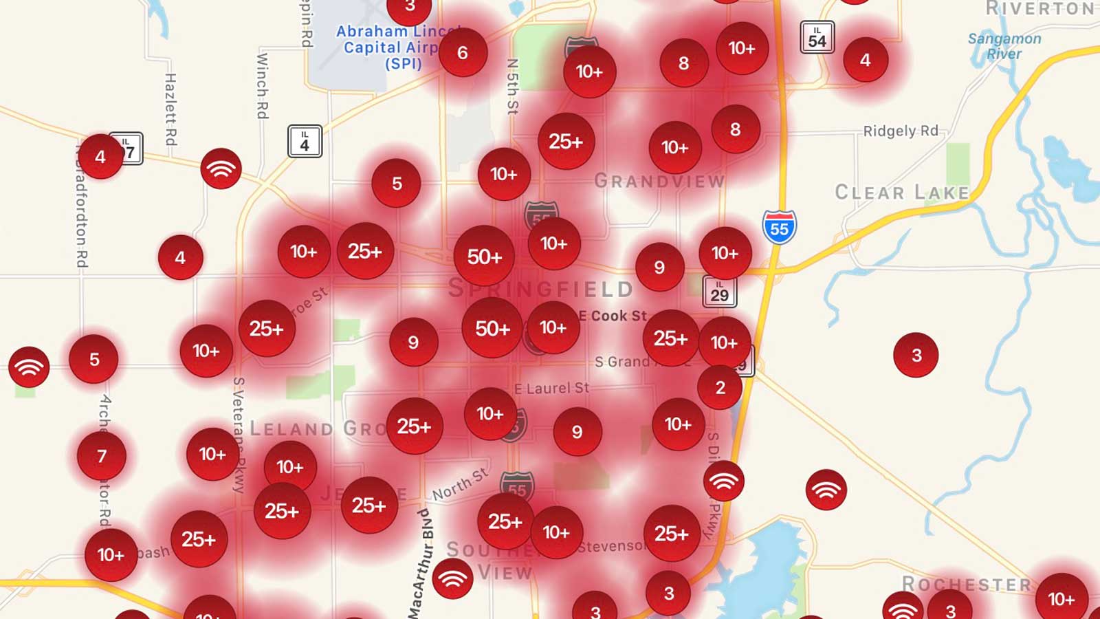 Springfield Hotspot WiFi map