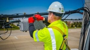 a man fixing wires