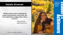 Natalie Simecek and the Leaders and Achievers logo.