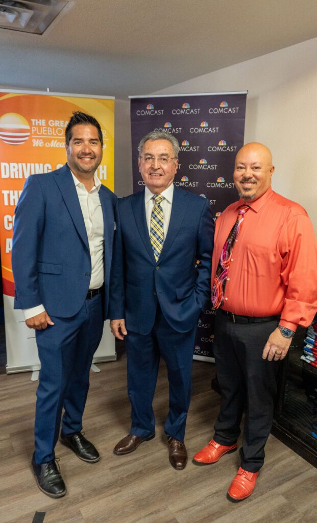 Pictured (L-R): Gary Amella, Comcast's Director of Government Affairs for Southern Colorado, Dennis Flores, Pueblo City Council Member, and Duane Nava, President & CEO Pueblo Chamber of Commerce.