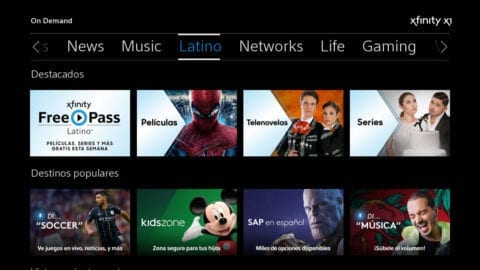 The Latino hub on Xfinity X1.