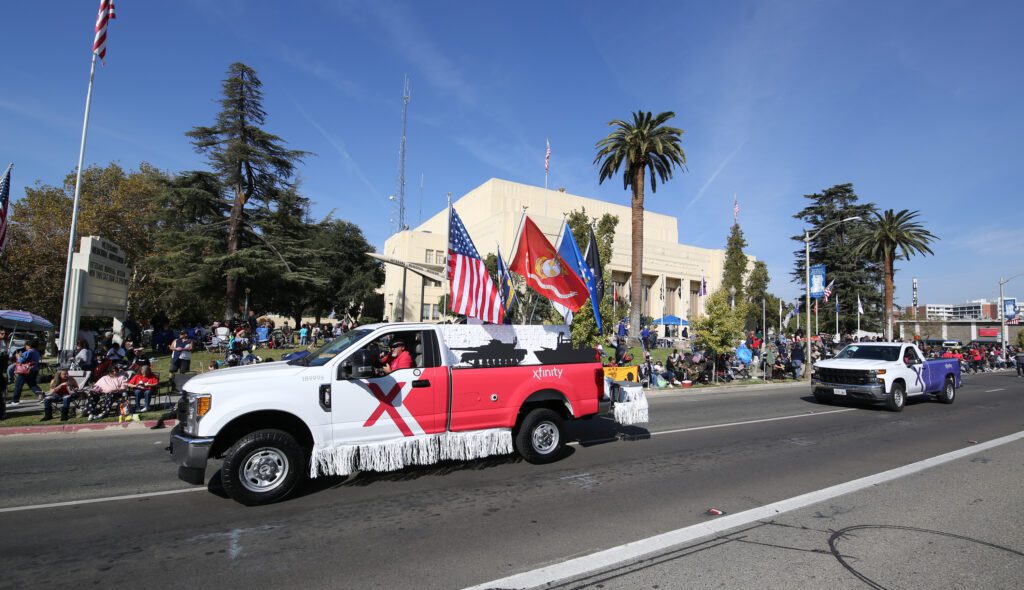 Xfinity trucks in the Central Valley Veterans Day Parade 2023.