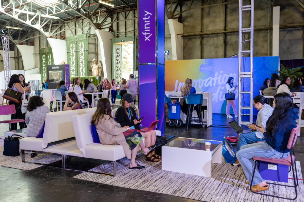 Attendees enjoy the Xfinity lounge at the Latinas in Tech Summit on Thursday, May 16, 2024 in San Francisco