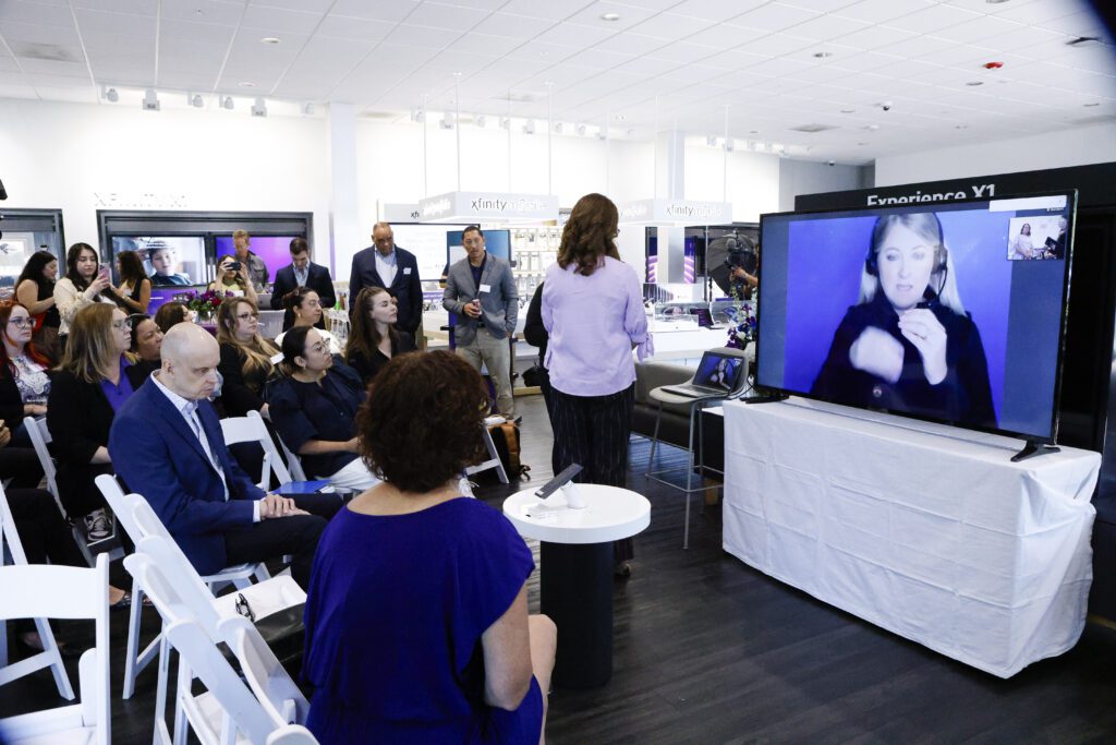 Live demonstration of Comcast's American Sign Language (ASL) Video Remote Interpreting (VRI) Services at Xfinity Stores on Thursday, June 6, 2024 in San Francisco. (Kim White/Comcast)