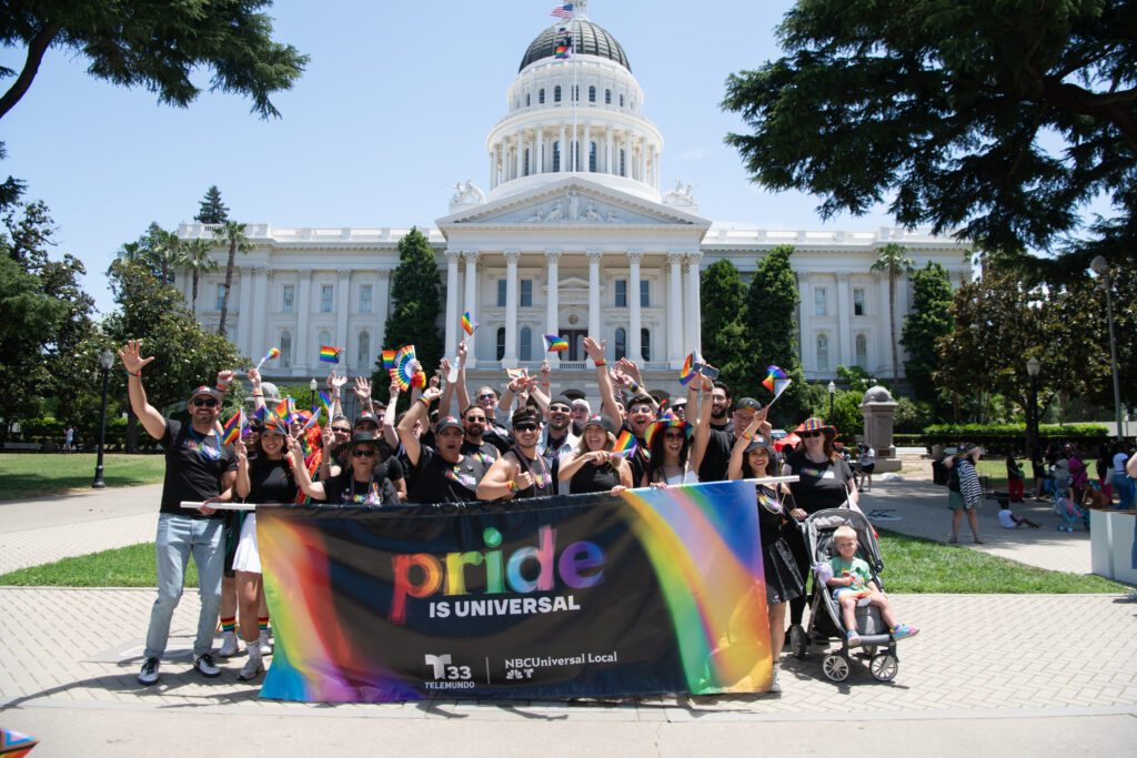 Comcast employees participate in Sacramento’s Pride Parade March on June 9, 2024 in Sacramento, Calif. (Anne Chadwick Williams/AP Content Services for Comcast)