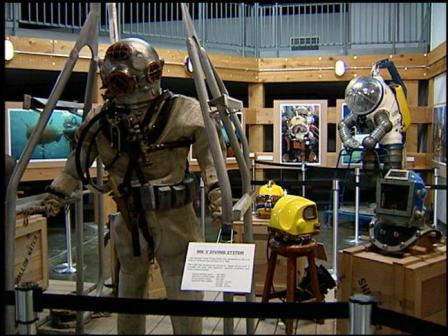 diving equipment on display at the museum