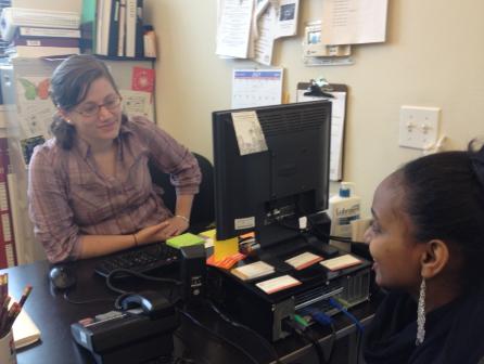 instructor Kat McGhee and student Rut Matwos