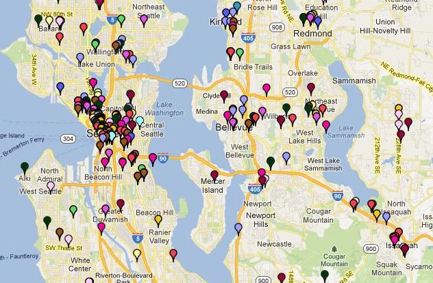 Screenshot of community giving map for Comcast in Washington
