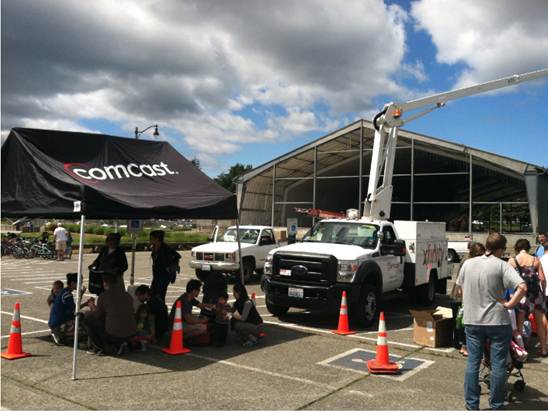 Comcast Bucket Truck was a hit with young fans