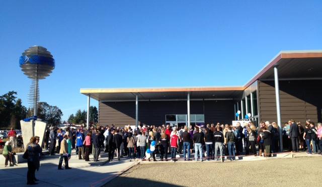 crowd gathered for ribbon cutting of Bremerton Teen Center