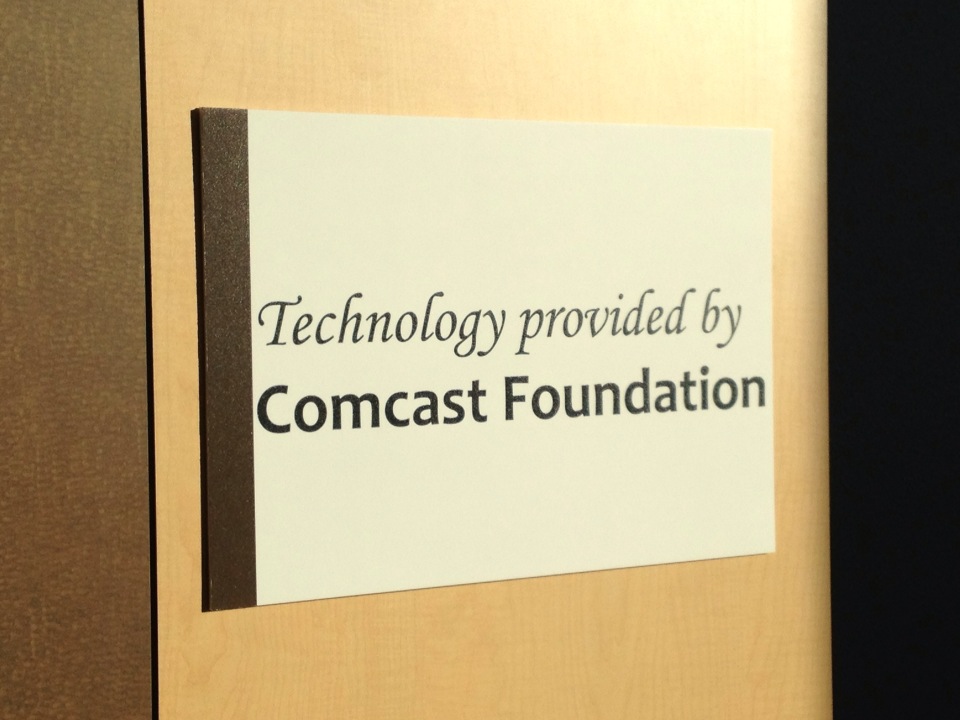 sign acknowledging the Comcast Foundation