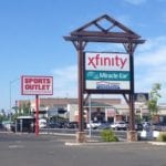 Street sign for the new Xfinity Store in Spokane