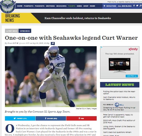 One-on-one with Seahawks legend Curt Warner - Field Gulls