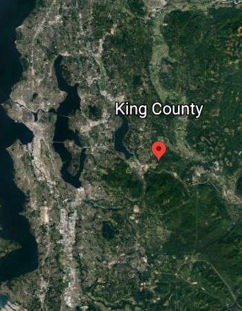 A satellite image of King County, Washington.