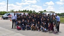 Houston Prep students posing with S.T.E.M.