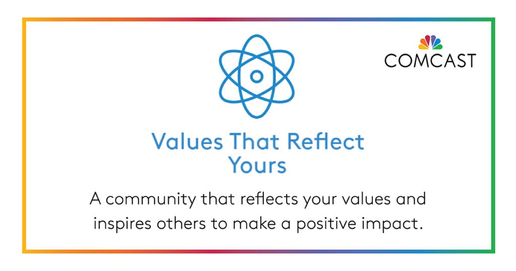 Text: Values that reflect yours. A community that reflects your values and inspires others to make a positive impact.