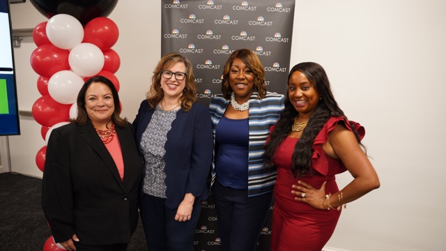 Mary Vazquez, Amanda McMillian, and Angel Harris with United Way of Greater Houston celebrate alongside Comcast’s Misha McClure.