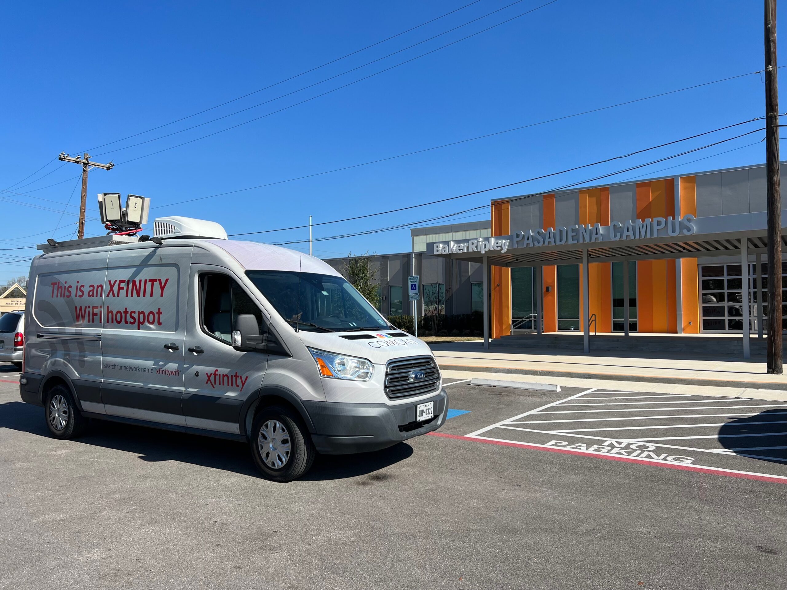 Xfinity's Hotspot Van arrives in Pasadena, Texas.
