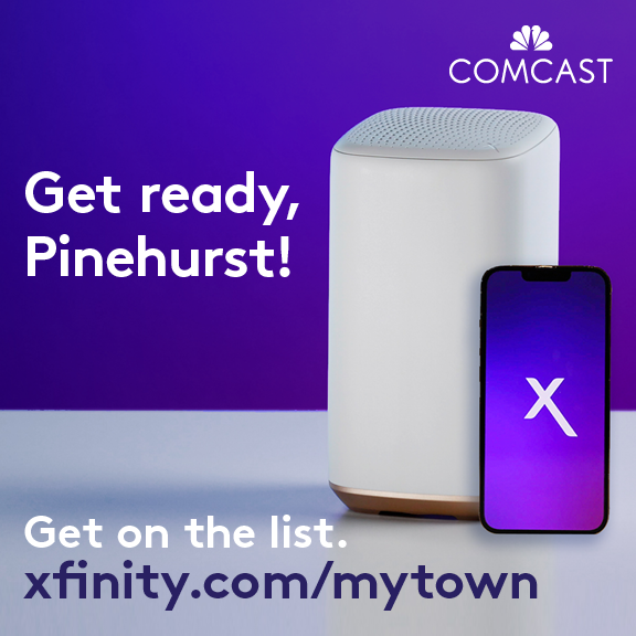 Get Ready Pinehurst! graphic featuring Xfinity logo on cell phone and wifi device