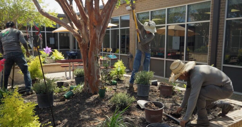 Landscapers spruce up school's atrium