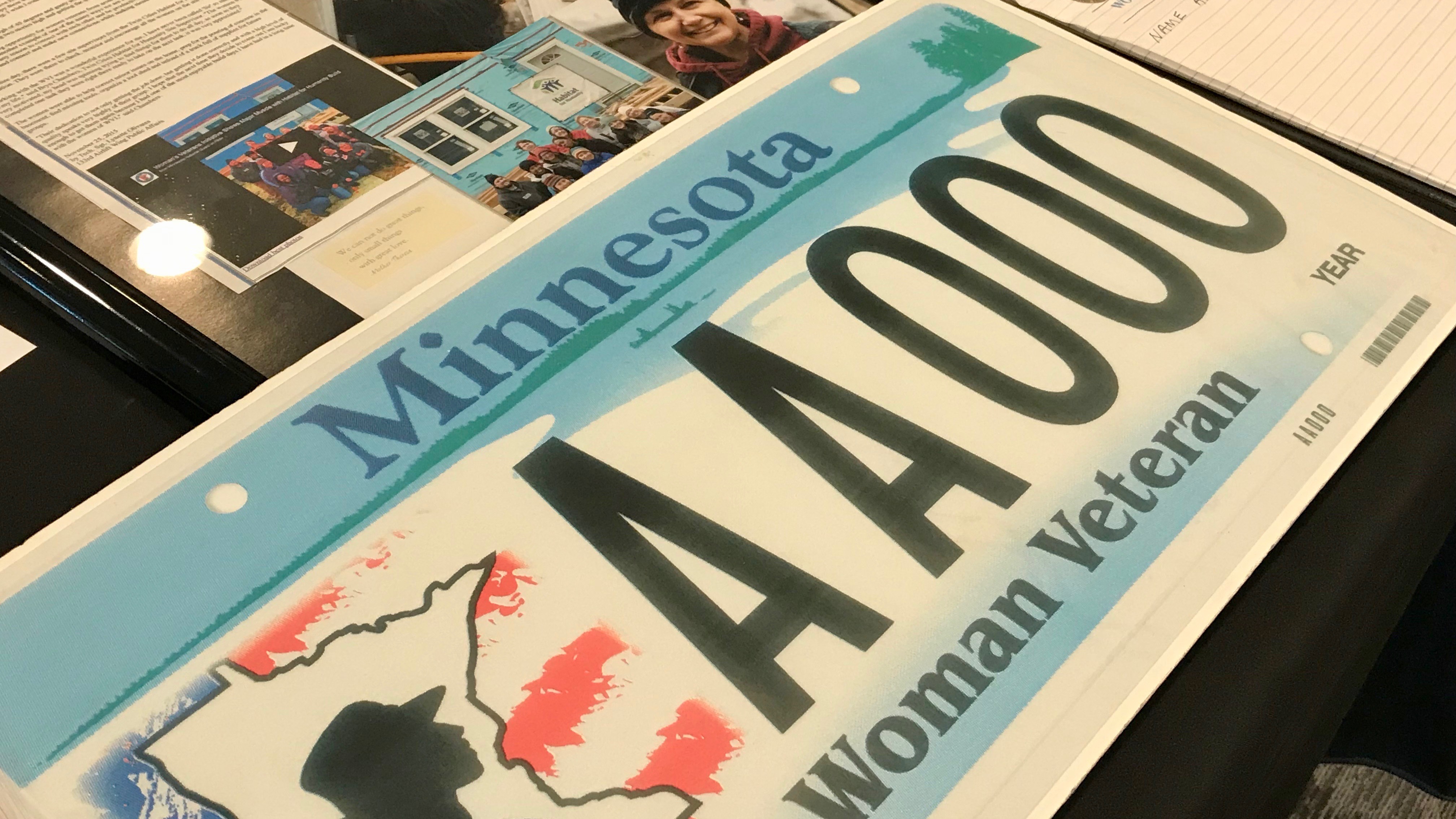 A Minnesota Woman Veteran license plate.