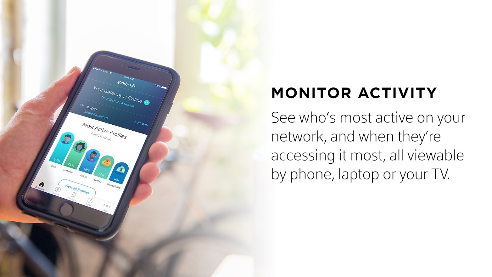 The Xfinity xFi activity monitor displayed on a smartphone.