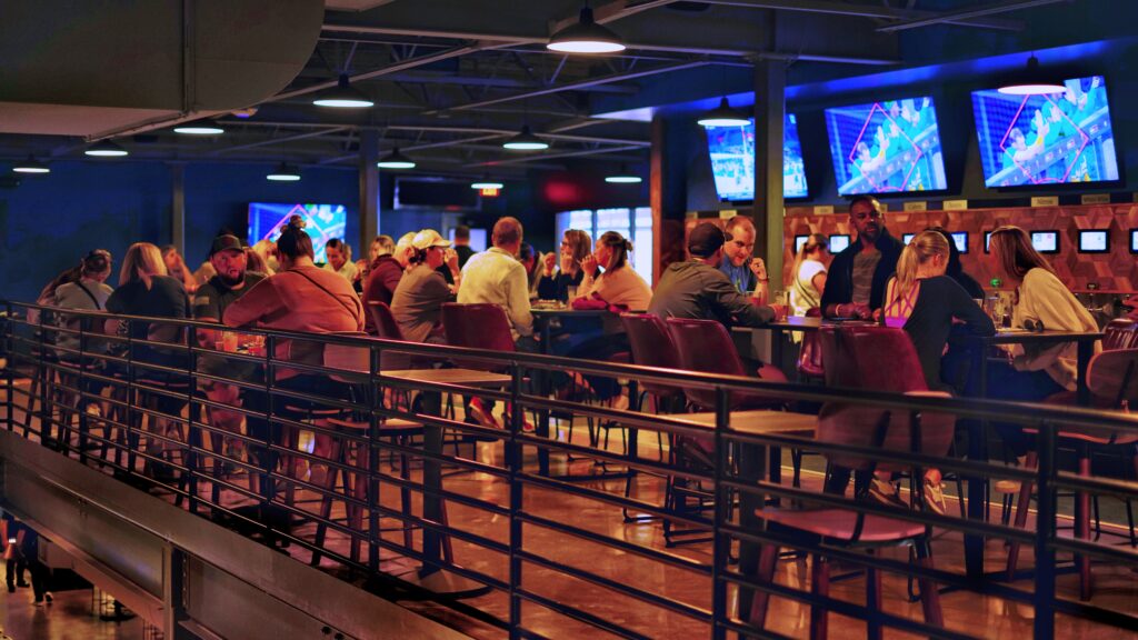 Pints and Paddles inside TV area.