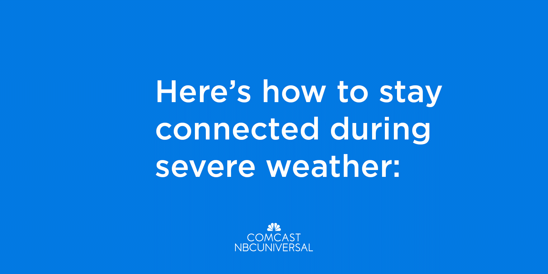 A GIF that instructs customers to use the My Account app, Xfinity WiFi app, and the Xfinity Stream app to stay connected during severe weather.