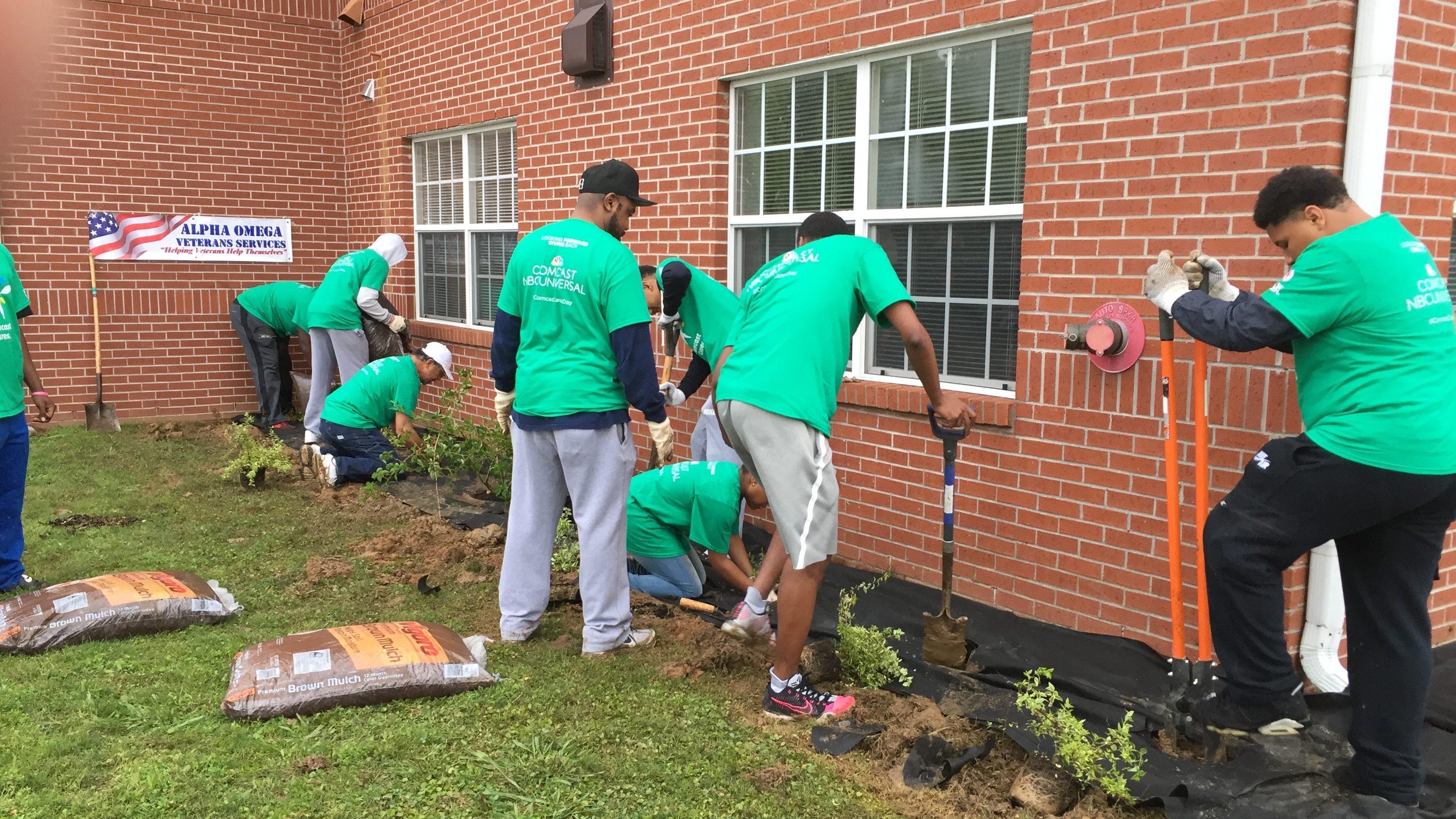 CCD volunteers planting flowerbeds