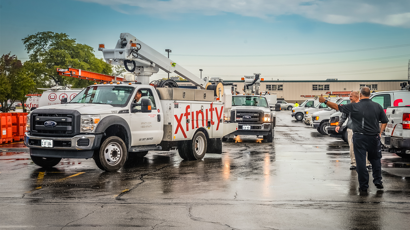 Xfinity branded truck.