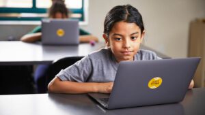 Girl working on laptop