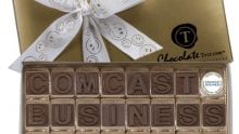 Comcast Business spelled out in chocolate.