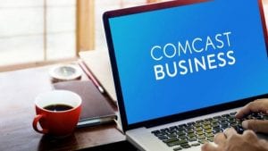 Comcast Business logo displayed on a computer screen.