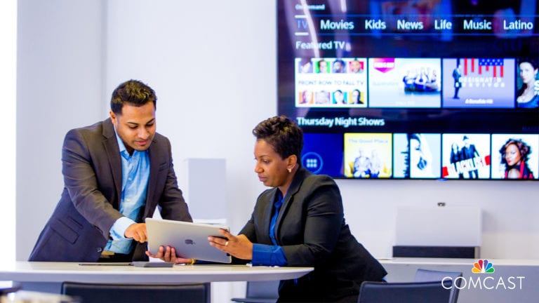 two people inside comcast