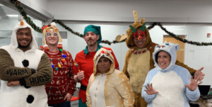 Comcast employees dressed in costumes for Sales Day