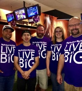 Comcast team during the Bowl for Kids’ Sake event (left to right) Raul Molina, Nathan Berg, Seth Slezia, Julianne Phares and Brent Rickert. 