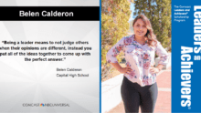 Belen Calderon and the Leaders and Achievers logo.