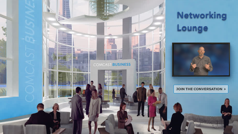 Rendering of the Comcast Business Conference networking lounge